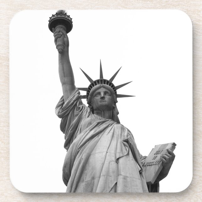 Posavasos Estatua blanca y negra de la libertad (Frente)