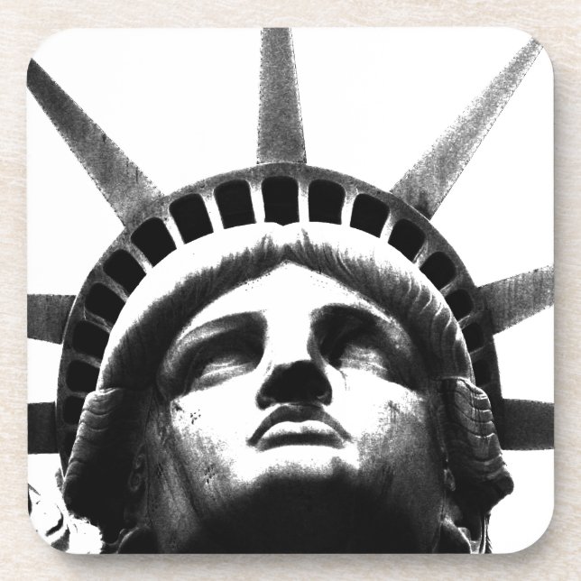 Posavasos Estatua blanca y negra de la libertad (Frente)