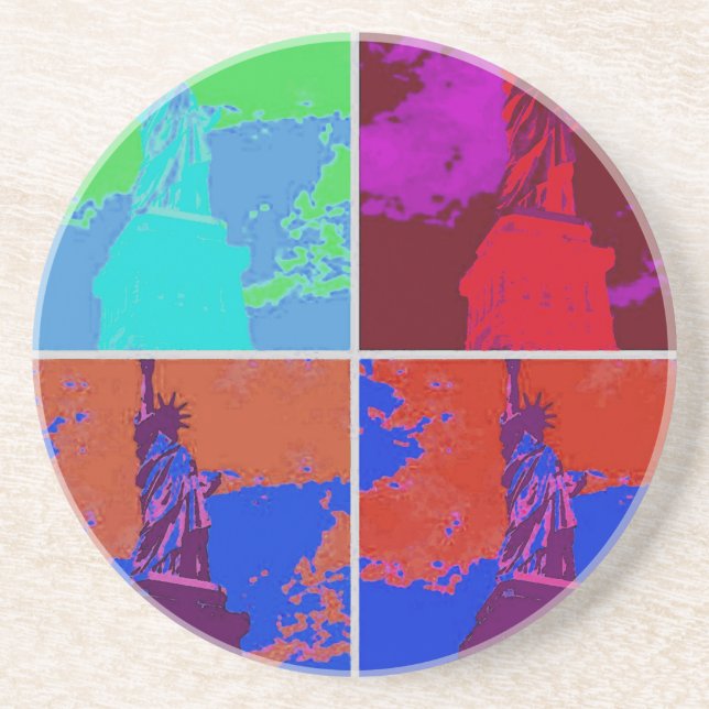 Posavasos Estatua de la libertad al estilo del arte pop (Frente)