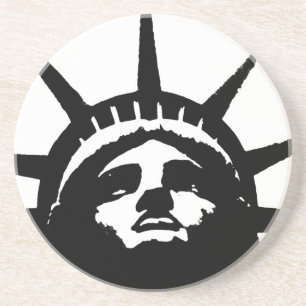 Posavasos Estatua de la Libertad del Pop blanco y negro