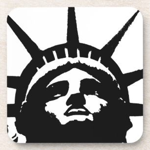 Posavasos Estatua de la Libertad del Pop blanco y negro