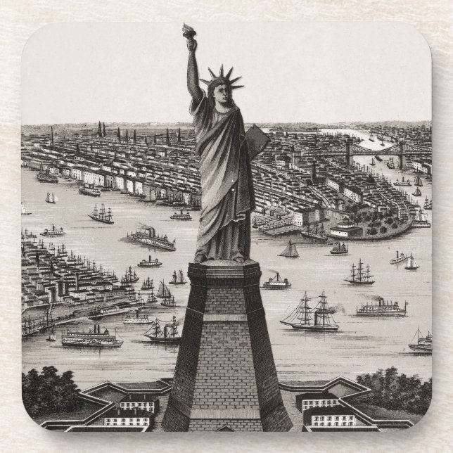 Posavasos Estatua de la libertad en el puerto de Nueva York (Frente)