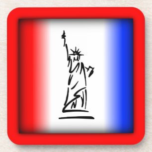 Posavasos Estatua de la Libertad Franja Roja Blanca Azul