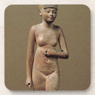 Posavasos Estatua de un chica de criado joven (madera)