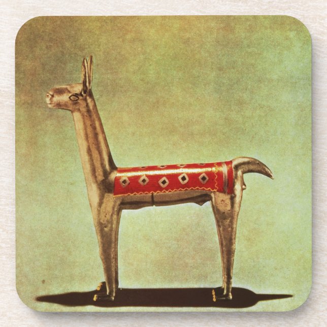 Posavasos Estatuilla de plata de la llama, de Perú, después (Frente)