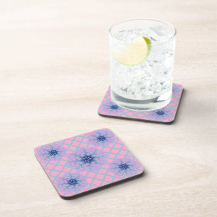 Posavasos Estética de Patrón Floral Morado Azul Pastel Sin C