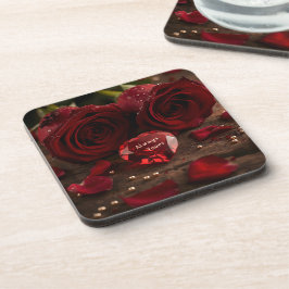 Posavasos Estética Romántica de San Valentín con Rosa Roja