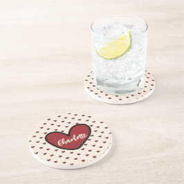 Posavasos Estilista Cute Sweet patrón de corazón rojo Boda F