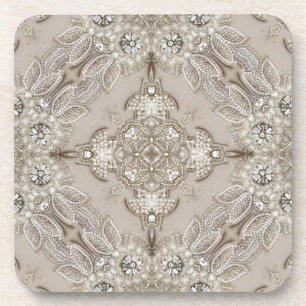 Posavasos Estilo Art Deco Glamoroso Vintage Gris Beige