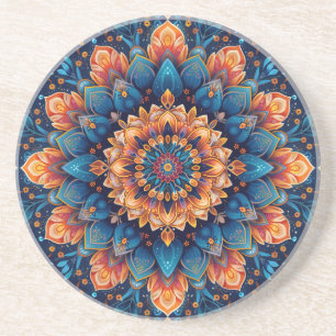 Posavasos Estilo de arte digital de flor de mandala-23907.
