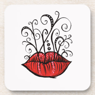 Posavasos Estilo de tatuaje de dibujos de tinta de labios ra