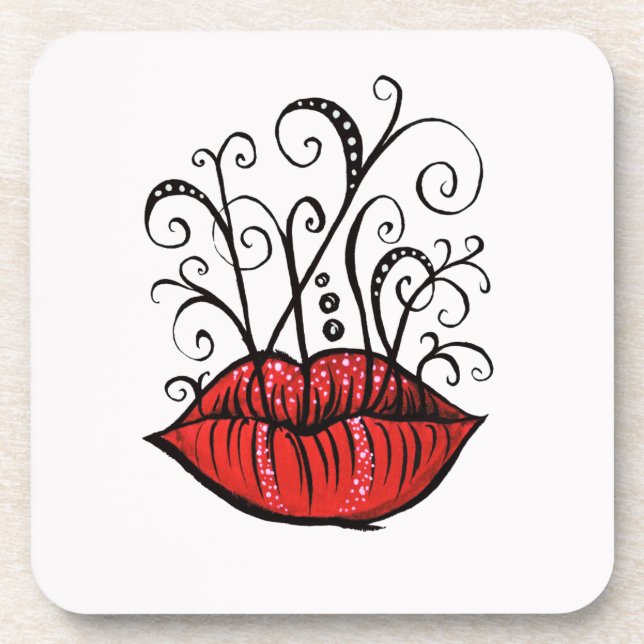 Posavasos Estilo de tatuaje de dibujos de tinta de labios ra (Frente)
