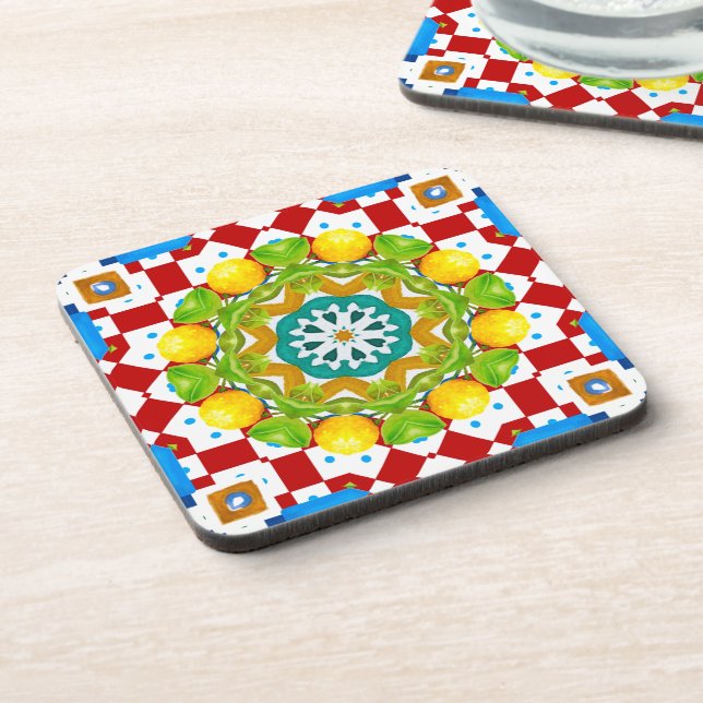 Posavasos Estilo italiano, azulejos,majolica Impresión todo- (Lado Izquierdo)