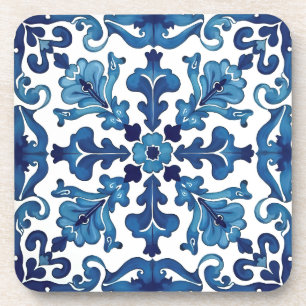 Posavasos estilo italiano, mediterráneo, mosaico, azul,