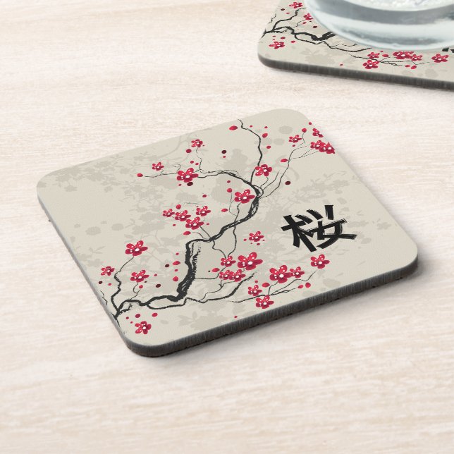 Posavasos Estilo oriental Sakura Cherry Blossom Art (Lado Izquierdo)