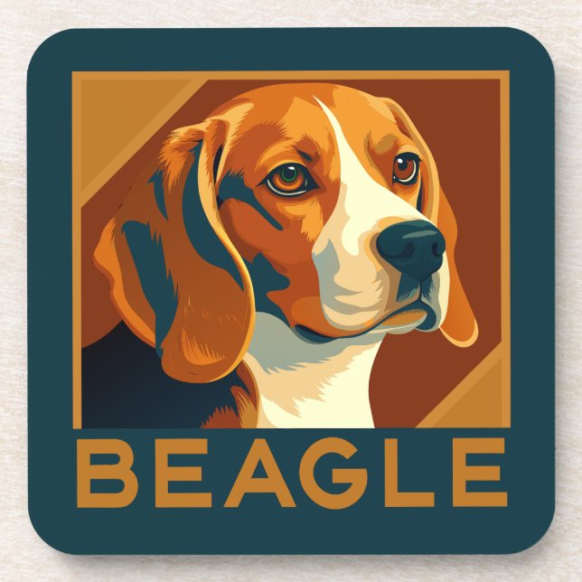 Posavasos Estilo retro de retrato de Beagle clásico (Frente)