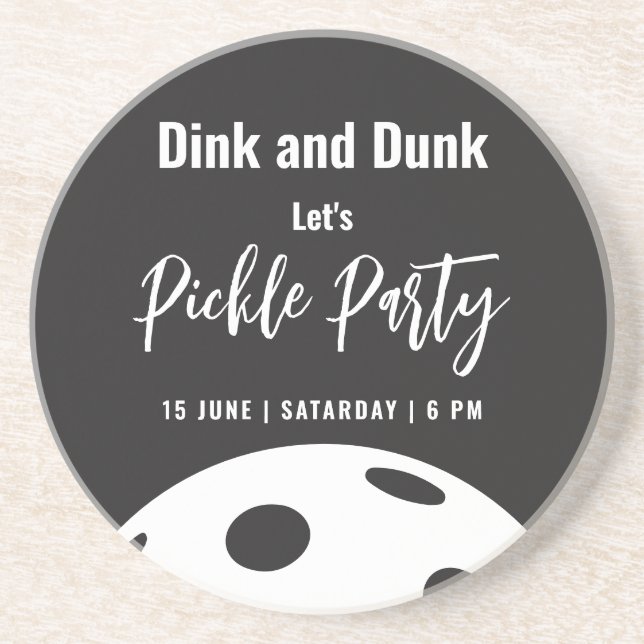 Posavasos Estilo Retro Neon Black Themed Pickleball Cumpleañ (Frente)