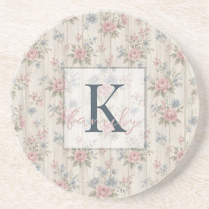 Posavasos Estilo rústico vintage Shabby Chic floral en mader