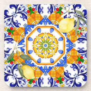 Posavasos Estilo siciliano, limones, majólica
