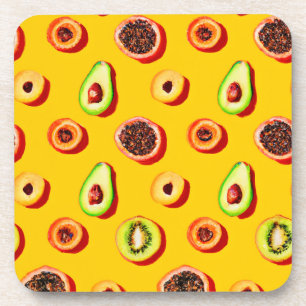 Posavasos Estiloso patrón de frutas neón