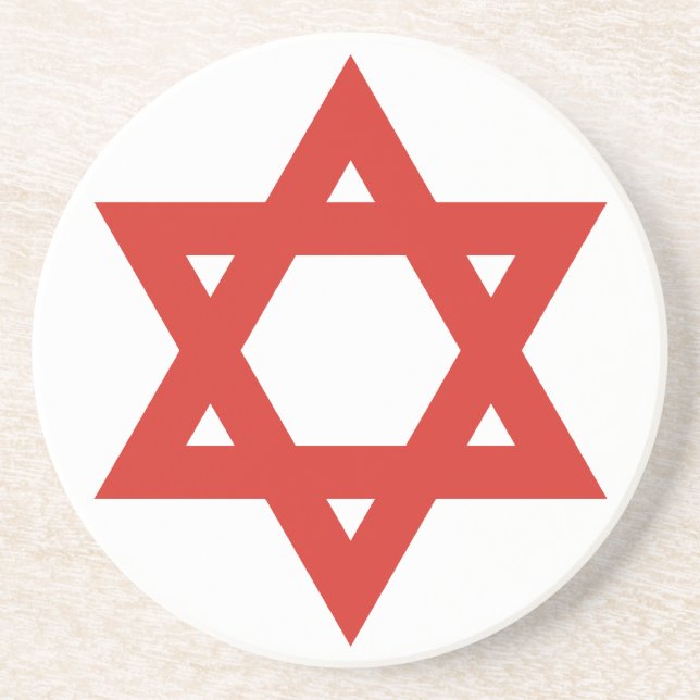 Posavasos Estrella de David roja, bandera de Israel (Frente)