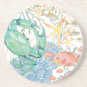 Posavasos Estrella de mar coral conchas de pescado cangrejo 