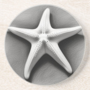 Posavasos Estrella de mar en blanco y negro