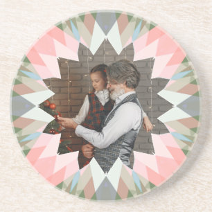 Posavasos Estrella de Navidad moderna gris rosa personalizad