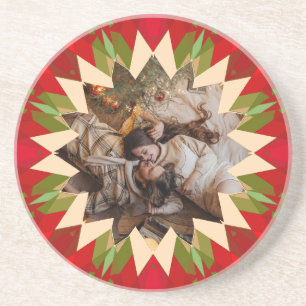 Posavasos Estrella de Navidad Roja Verde Personalizada Regal