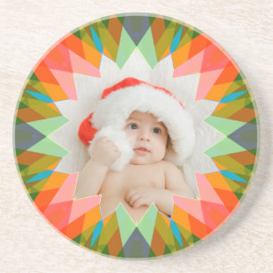 Posavasos Estrella de Navidad Rosa Verde Personalizada Regal