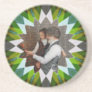 Posavasos Estrella de Navidad verde moderna personalizada co