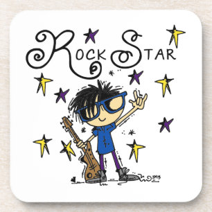 Posavasos Estrella del rock del muchacho del pelo negro