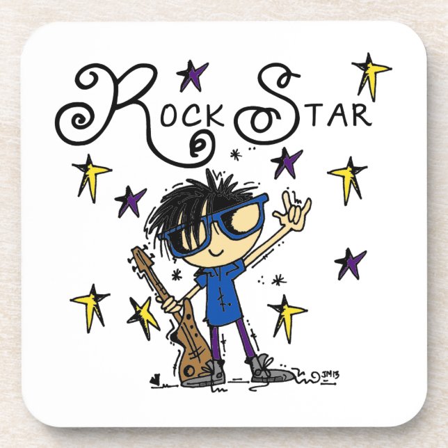 Posavasos Estrella del rock del muchacho del pelo negro (Frente)