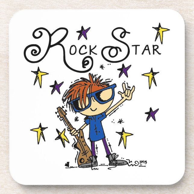 Posavasos Estrella del rock del muchacho del Redhead (Frente)