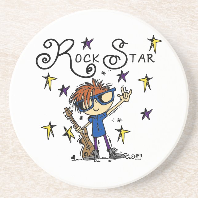 Posavasos Estrella del rock del muchacho del Redhead (Frente)