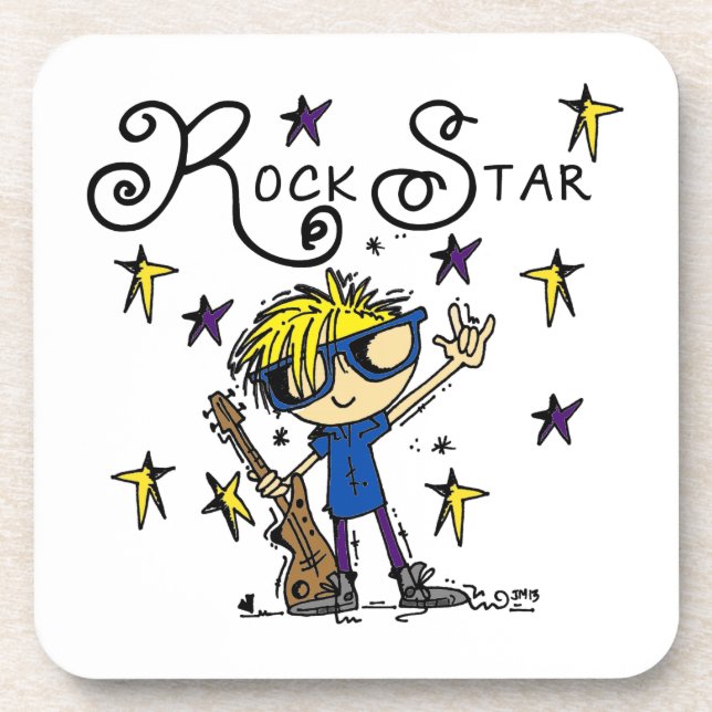 Posavasos Estrella del rock rubia del muchacho (Frente)