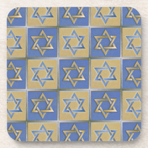Posavasos Estrella Judaica De David Metalizado Gold Blue
