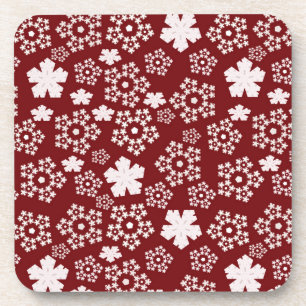 Posavasos Estrella roja y blanca y patrón de invierno con co