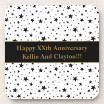 Estrellas blancas/negras personalizados con aniver