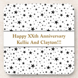 Posavasos Estrellas blancas/negras personalizados con aniver