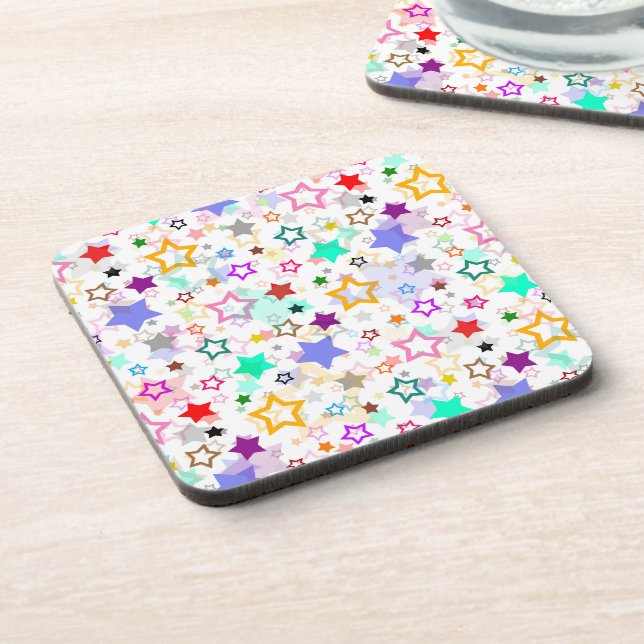 Posavasos Estrellas Coloridas Blancas  (Lado Izquierdo)