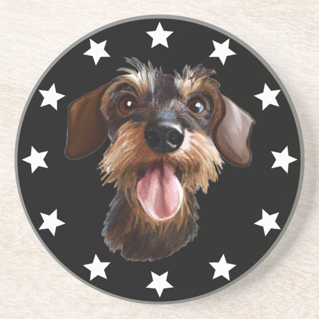 Posavasos Estrellas de Dachshund con cable (Frente)