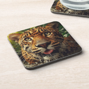 Posavasos Estrellas de leopardo mientras agita agua en la ju