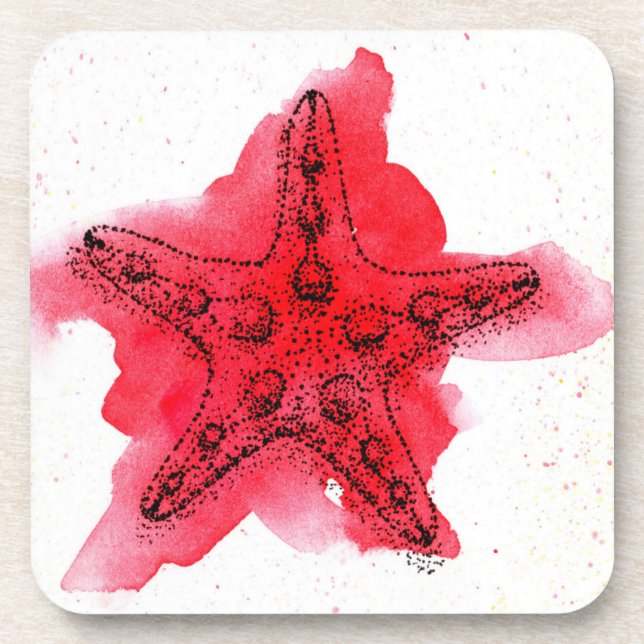 Posavasos Estrellas de mar de la acuarela (Frente)