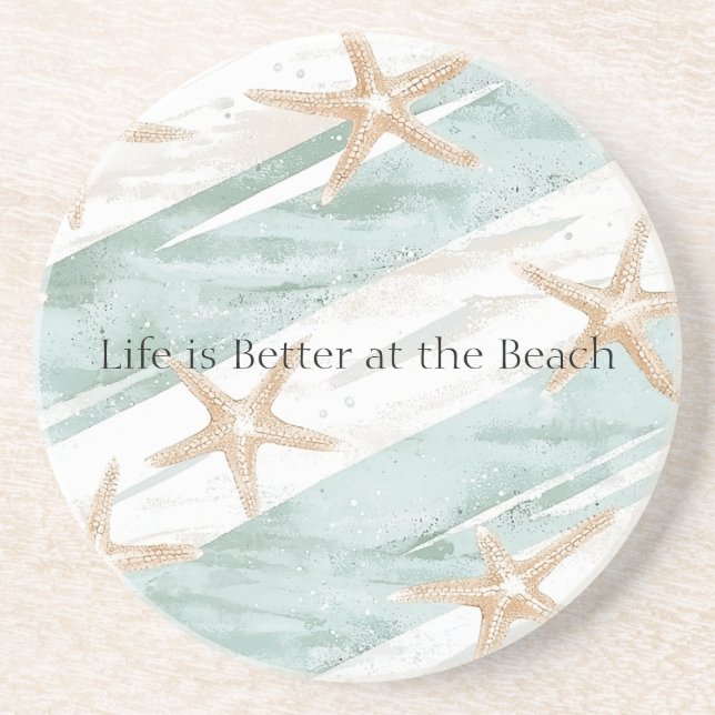 Posavasos Estrellas de Mar Rayas Aqua Menta Playa   (Frente)