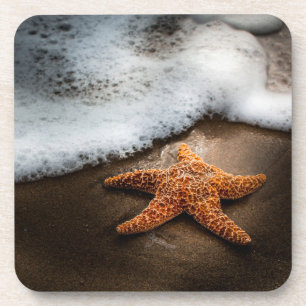 Posavasos Estrellas de mar solas en la playa