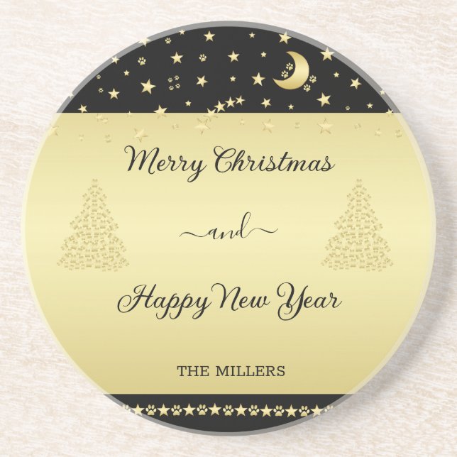 Posavasos Estrellas de Navidades brillantes de oro, trapos d (Frente)