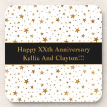 Estrellas de oro/blanco personalizado con aniversa