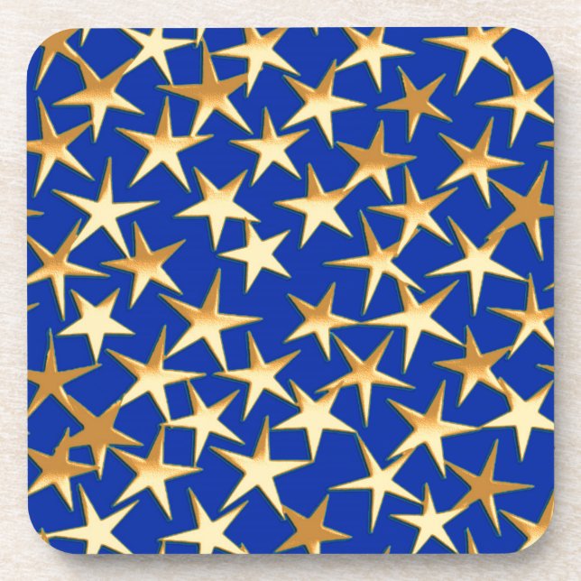 Posavasos Estrellas de oro sobre azul cobalto (Frente)