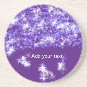 Posavasos Estrellas de purpurina morada simple añada su text